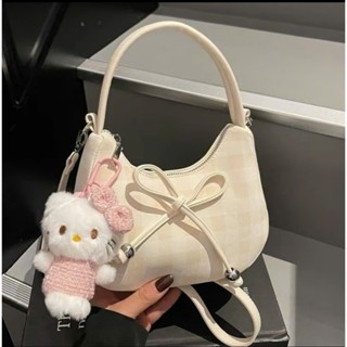  Túi xách nữ đeo vai Hàn Quốc dáng baguette caro kèm gấu bông dễ thương túi đeo chéo mini đi chơi dạo phố - TXN221 