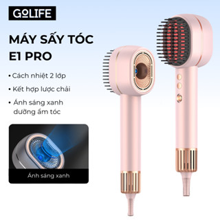  Máy sấy tóc E1 kết hợp lược duỗi tóc máy sấy ion âm khô nhanh giữ tóc suôn mượt Golife 