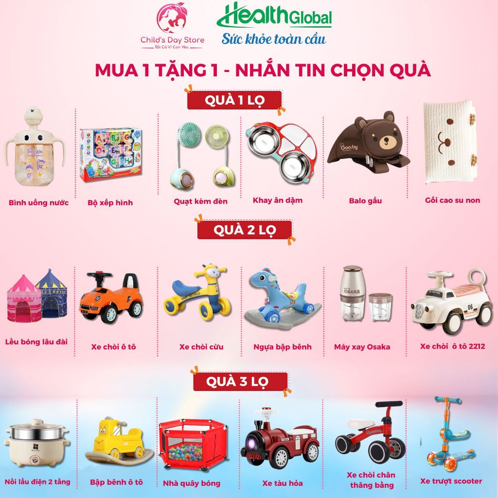 Quà tặng HealthGlobal. các Mom lưu ý chọn quà theo từng mã sản phẩm nha. Childs day store