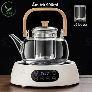  Bộ Bình trà thủy tinh chịu nhiệt có Bếp điện có thời gian bảo quản nhiệt 1500w Ấm pha trà 900ML 