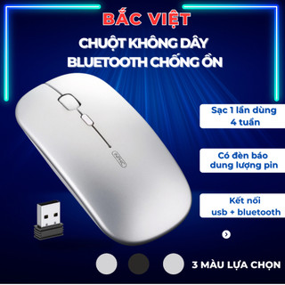  Chuột không dây Bluetooth 2.4Ghz  2 trong 1 chống ồn tự sạc pin chính hãng inphic cho laptop táo PC 