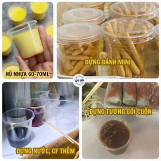  👉 Rẻ nhất  250 Ly nhựa 60ml - 70ml chịu nhiệt tốt dùng hấp bánh flan rau câu đựng nước sốt cà phê thêm bánh kẹo mini 