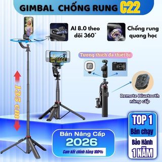  Gimbal Xoay 360 Độ AI C22 Tripod Điện Thoại Livestream Chụp ảnh chống rung xoay theo vật thể 