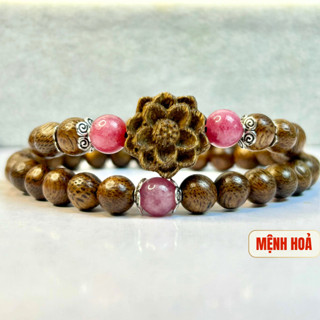 Vòng tay trầm hương mix đá phong thuỷ theo mệnh Phương Mộc Hương- lắc tay nữ, vòng tay hoa sen cho nữ
