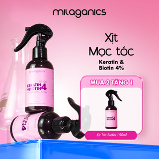 Xịt dưỡng tóc Keratin & Biotin MILAGANICS hỗ trợ phục hồi tóc hư tổn gãy rụng mọc tóc nhanh 150ml