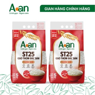  Combo 2 túi Gạo ST25 thượng hạng Aan túi 5kg - Bao bì mới - Chính hãng Gạo sạch Aan 