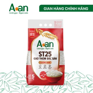 Gạo ST25 thượng hạng Aan Túi 5kg - bao bì mới - Chính hãng Gạo sạch Aan