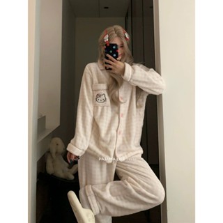  Bộ ngủ nữ lông cừu siêu ấm áp họa tiết dễ thương dành cho mùa đông ngọt ngào dễ thương cute pijama 073 