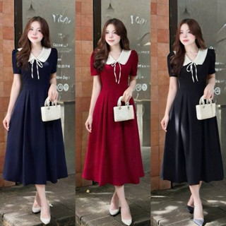  Đầm Nữ Công Sở Dáng Xòe Nhẹ Cổ Bẻ Trắng Nơ Xinh Tay Ngắn Thiết Kế Thanh Lịch Nữ Tính Nhẹ Nhàng 