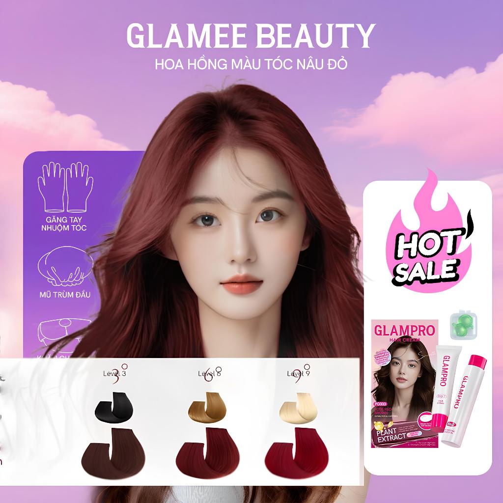 Glamee Beauty Thuốc Nhuộm Tóc Tại Nhà đỏ Rượu Kem Nhuộm Tóc Dưỡng Bền Màu Hair Dye Thiên Nhiên