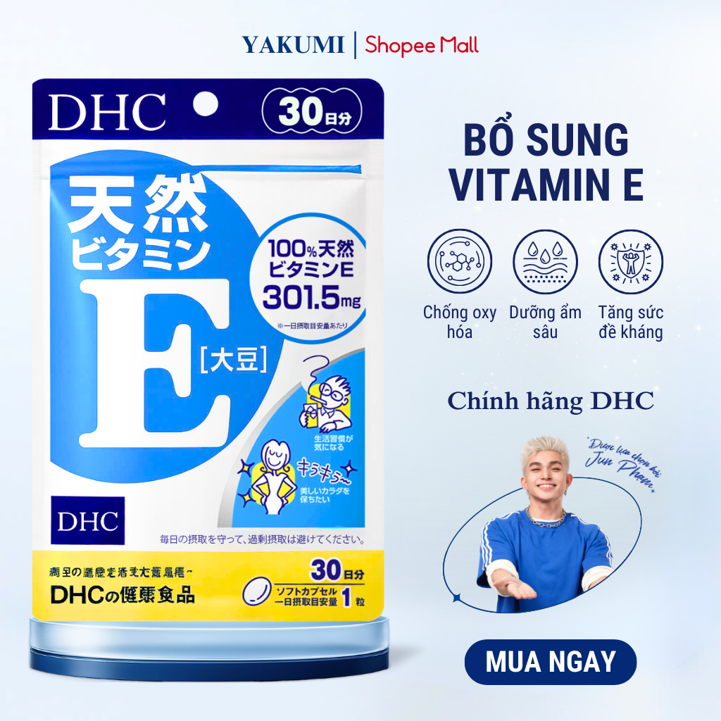 Thực Phẩm Bảo Vệ Sức Khỏe DHC Natural Vitamin E (30 Ngày) - Dạng Viên Uống Bổ Sung Vitamin E