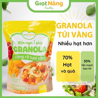 Granola Túi Vàng Mới Nhiều Hạt Ngon Giòn Với Viên Yến Mạch Trái Cây Mới Từ Nông Sản Giọt Nắng
