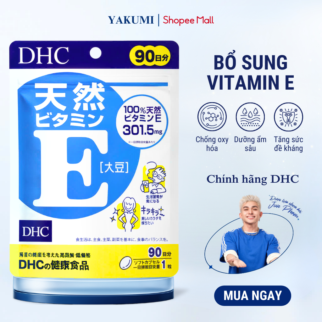 Thực Phẩm Bảo Vệ Sức Khỏe DHC Natural Vitamin E (30 & 90 Ngày) - Dạng Viên Uống Bổ Sung Vitamin E
