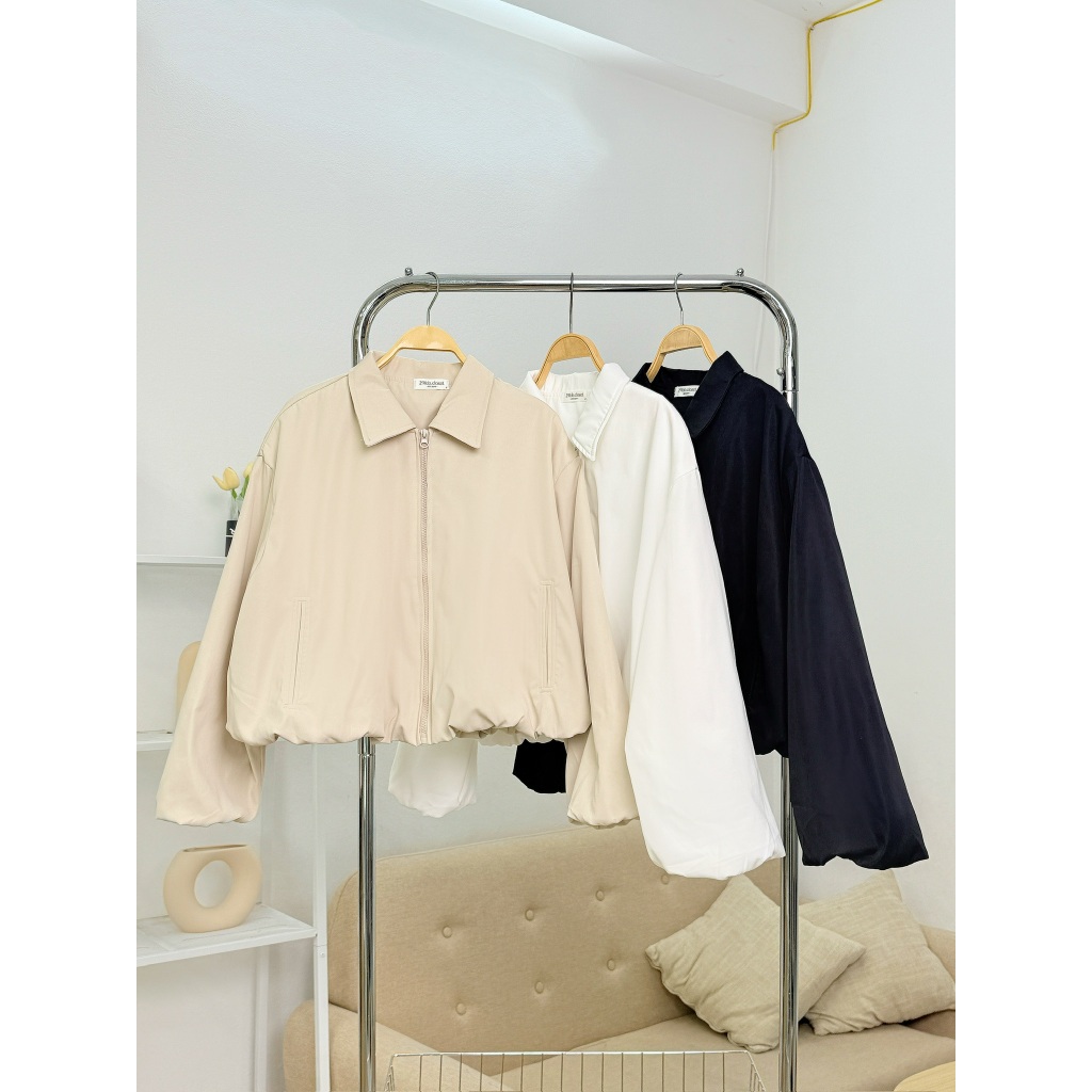 Áo khoác kaki 2 lớp dáng bồng có khóa kéo, Áo khoác kaki thu đông - 29feb.closet - A570 | BigBuy360 - bigbuy360.vn