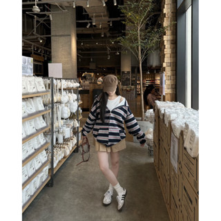 [Steezy] Áo khoác hoodie zip nỉ xốp xám xanh kẻ đỏ form rộng, áo khoác nỉ kháo kéo oversize thu đông cho nữ - KN8240