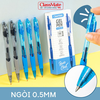 Hộp 10 Bút Gel Bấm Viết Trơn Tru Nét Đều Classmate, Bút Bi Béo Đen Xanh Đỏ Viết Đẹp Siêu Êm Nhanh Khô Có Đệm Tay GP109