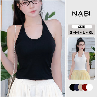 Áo 3 Lỗ Có Mút Đệm Nữ Cá Tính BigSize, Áo 2 Dây Bản To Cổ U Thun Cotton Co Giãn Nabi 445