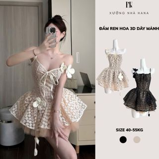  Đầm Hoa 2 Lớp Dây Áo Cúp Ngực Phối Ren Xòe Tầng HANA– Váy Nữ Dáng Ngắn Trẻ Trung Hottrend Đi Chơi Dự Tiệc 