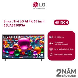[MODEL 2025] Smart Tivi 65 Inch LG 4K UHD AI 65UA8450 - SHOP Miễn phí GIAO + LẮP Hà Nội