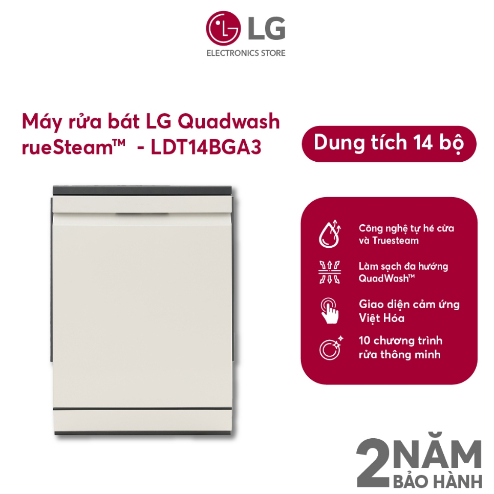Máy rửa bát LG LDT14BGA3 14 bộ độc lập, sấy ngưng tụ hé cửa tự động - SHOP Miễn phí GIAO + LẮP Hà Nội