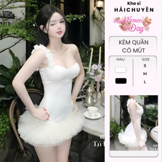 [CÓ MÚT] Đầm 2 dây ôm cup ngắn phối tùng lưới KÈM QUẦN kho sỉ hải chuyền Đ567