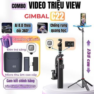  Gimbal chống rung điện thoại C22 Giá đỡ điện thoại 3 chân theo dõi chuyển động 360 độ kéo dài 135cm 