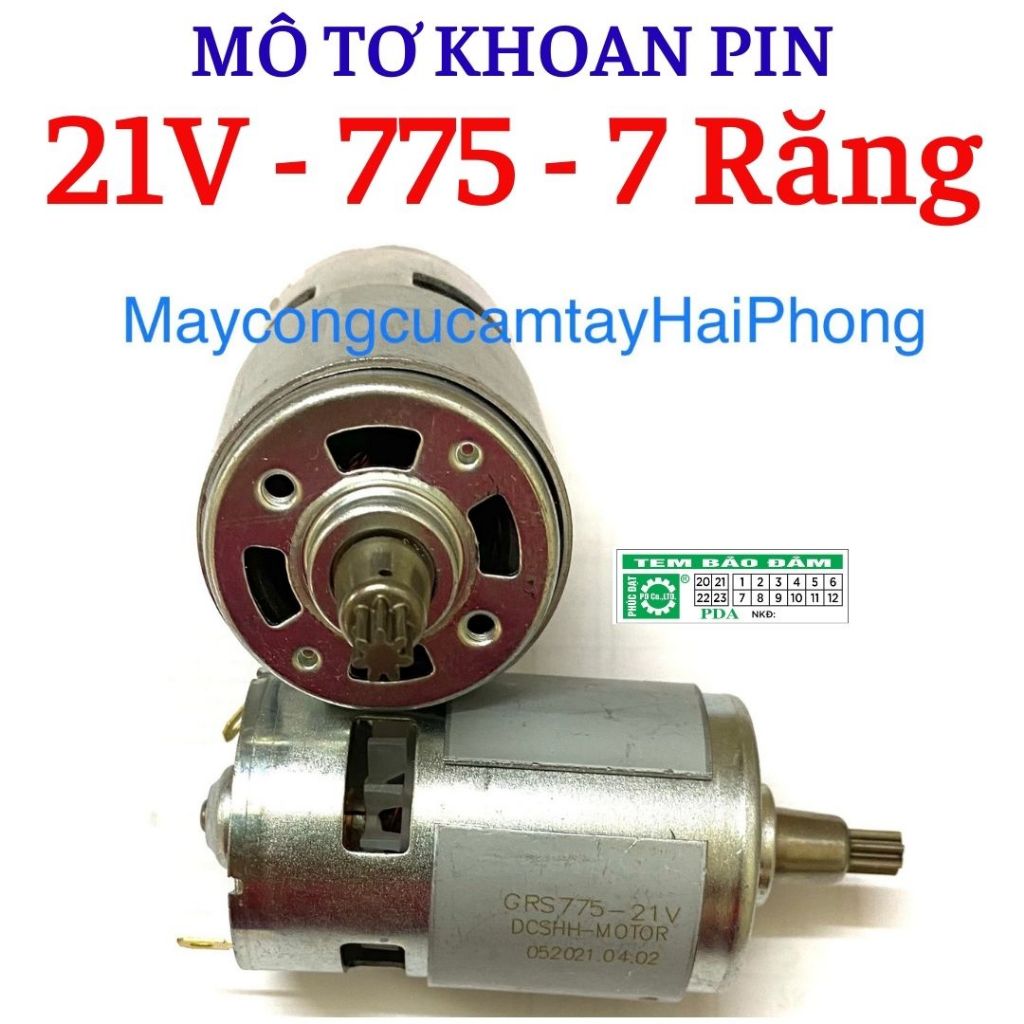 MÔ TƠ dùng Pin 21V - 775. MÔ-TƠ CHỔI THAN CÔNG NGHỆ MỚI. Đầu trục lắp sẵn Nhông 7 Răng hoặc 16 Răng
