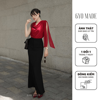  Chân váy đuôi cá dáng dài 96cm GYOMADE® chất gân mịn cao cấp co giãn nhẹ tôn dáng may 2 lớp | GV035 