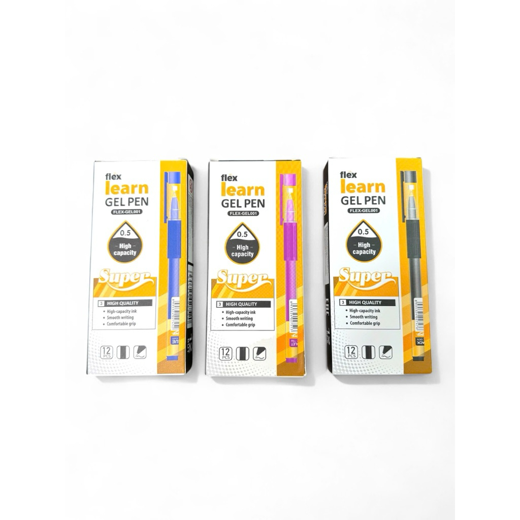 Combo 6/12 Bút Gel Flex-Gel001 – Ngòi 0.5mm – Mực Xanh/Đen/Tím Viết Êm