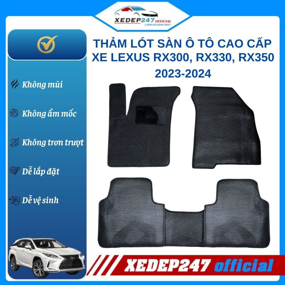 Thảm nhựa nguyên sinh PVC cao cấp dành cho xe 5 chỗ Lexus RX300, RX330, RX350 năm 2023-2024
