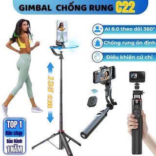 Tripod Điện Thoại AI C22 Kiêm Gimbal Xoay 360 Độ Chống Rung Theo Dõi Chuyển Động Nâng Cấp 2026 