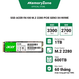  Ổ cứng SSD Acer FA100 1TB M.2 2280 PCIe Gen3 x4 NVMe - Bảo hành 60 tháng 