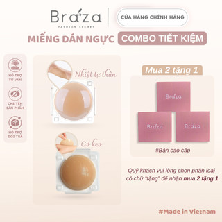   COMBO 2 TẶNG 1  - Miếng Dán Ngực Cao Cấp Silicone Không Viền Bám Dính Siêu Tốt Tái Sử Dụng BRAZA 