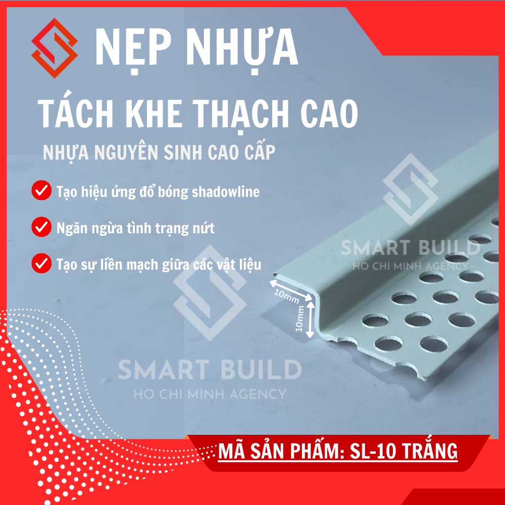 Nẹp nhựa tách khe trần thạch cao (Shadowline) Nẹp tạo ron trần chuyên dụng | Phụ kiện trần thạch cao