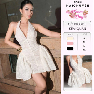 [Có Bigsize] Đầm yếm ren hoa xoè bồng 5lớp KÈM QUẦN kho sỉ hải chuyền Đ885