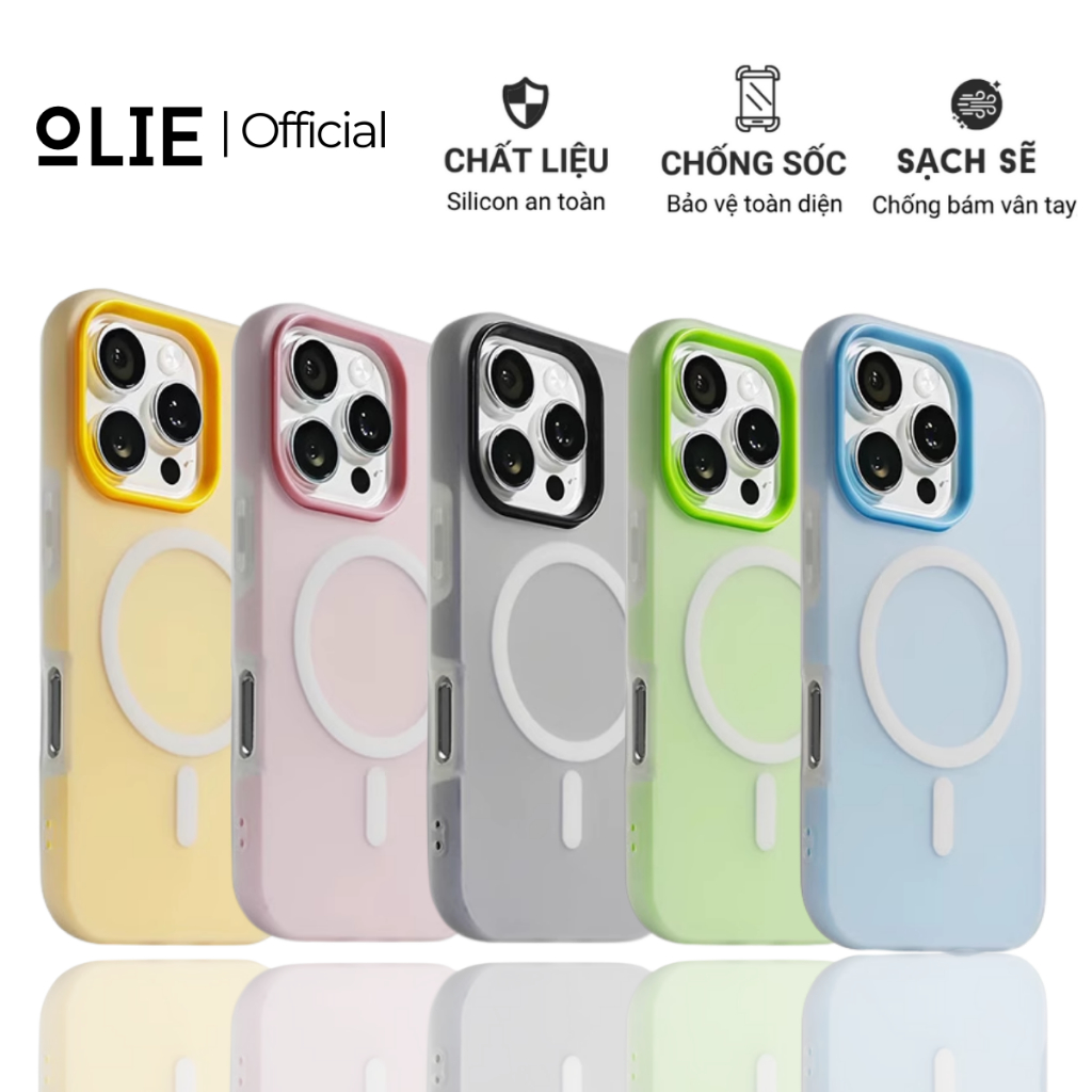 Ốp lưng Olie cho iPhone 11 12 13 14 15 Pro Promax Plus chống bẩn lót Matte CANDY