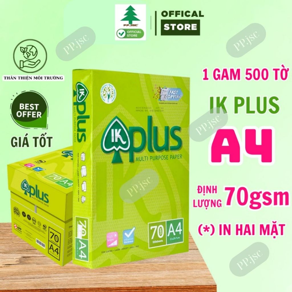 RAM Giấy in, giấy photo IK plus A3, A4, A5, ĐL 70g/m2 ( 500 tờ/1 ram) [Giấy in chất lượng cao cấp]