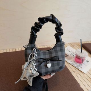  Túi xách nữ túi đeo chéo kẻ ô quai rúm tặng kèm móc khóa ngôi sao K765 