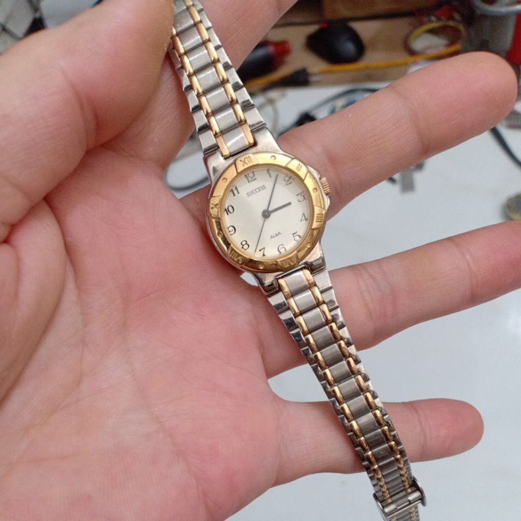 đồng hồ si nhật nữ hiệu ALBA success Demi mạ vàng độ mới 89%