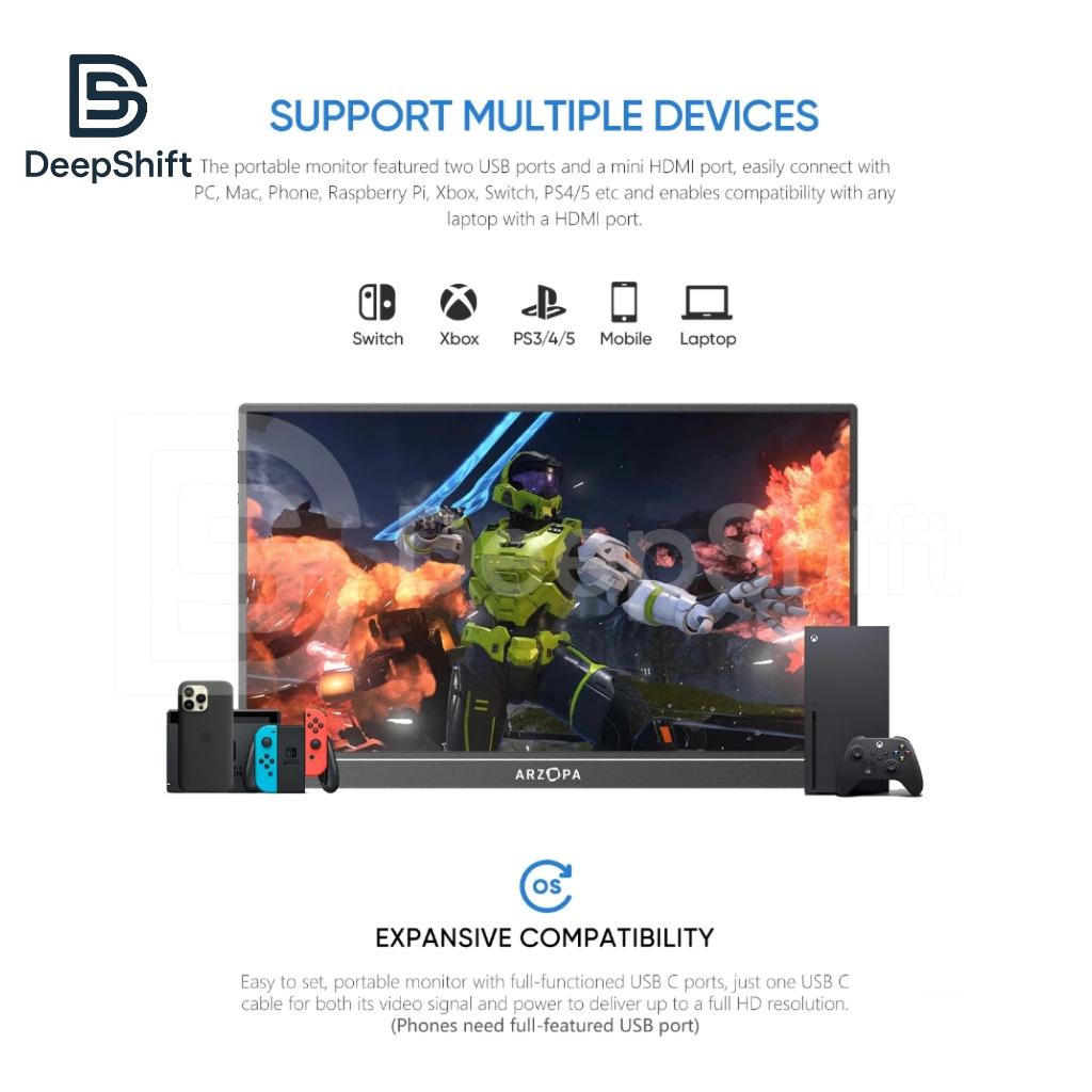 Màn hình di động ARZOPA Z1RC | 16 Inch | 2.5K IPS | HDR 500nits | 60Hz | Laptop PC Mac PlayStation Nintendo | BigBuy360 - bigbuy360.vn