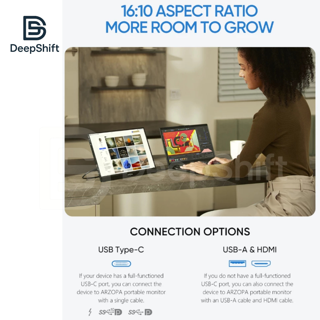 Màn hình di động ARZOPA Z1RC | 16 Inch | 2.5K IPS | HDR 500nits | 60Hz | Laptop PC Mac PlayStation Nintendo | BigBuy360 - bigbuy360.vn