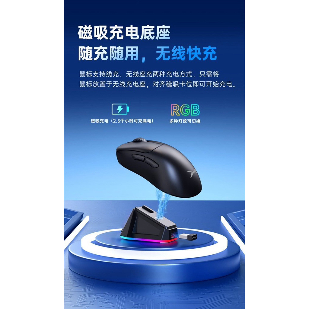 Chuột không dây Delux M500Pro Dock Sạc Paw 3395 8khz | BigBuy360 - bigbuy360.vn