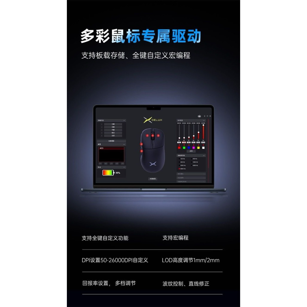 Chuột không dây Delux M500Pro Dock Sạc Paw 3395 8khz | BigBuy360 - bigbuy360.vn