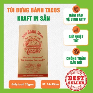  1000 Túi đựng bánh Tacos kraft in sẵn KT 14x23cm 