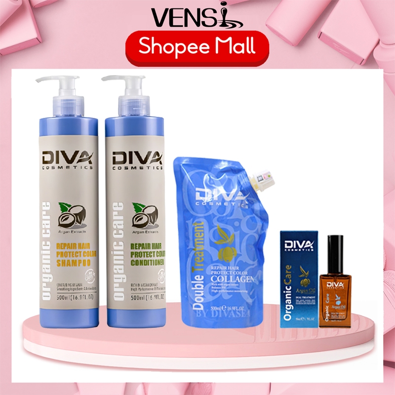 Cặp Dầu Gội DIVA 750ml, Ủ tóc, Tinh Dầu giúp giữ màu tóc, phục hồi, mềm mượt, chống gãy rụng tóc