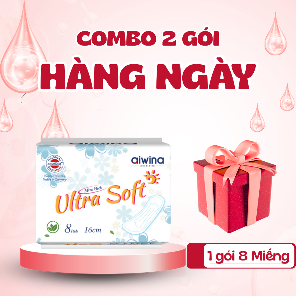 [Combo 2] Băng vệ sinh 16cm siêu mềm hằng ngày AIWINA gói 8 miếng