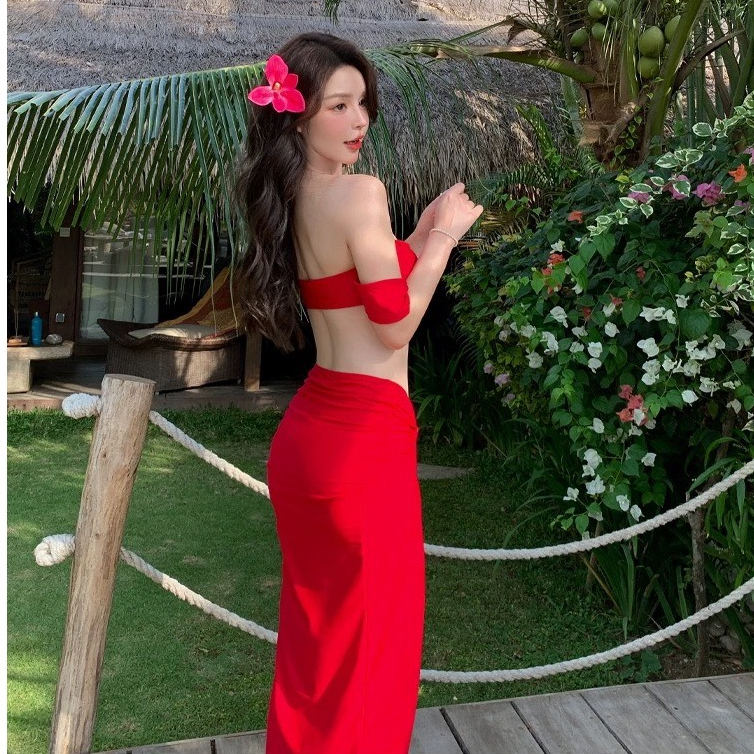 [ĐỒ BƠI CAO CẤP] Bikini, áo tắm đi biển XOẮN TAY CON mix quần chip sexy kèm chân váy sang chảnh (nhiều màu) | BigBuy360 - bigbuy360.vn