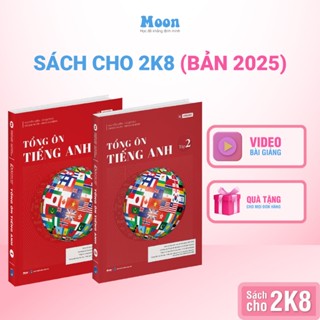 Sách Tổng ôn tiếng anh 12 tập 1 & 2 ôn thi tốt nghiệp THPT, luyện thi dgnl- Moonbook THCS