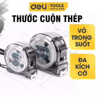 Thước Cuộn Thép Deli Cao Cấp, Thước Cuộn Dùng Đo Đo Đạc Nhà Cửa Dụng Cụ 5-10M