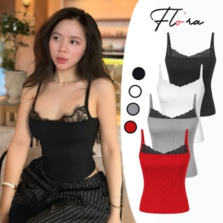   BẢN MỚI  Áo Croptop HAI DÂY REN NGỰC Ver2 Thun Gân Sexy CR14 Áo Thun Nữ 2D Ôm Body Đẹp Tôn Dáng Flo'ra 